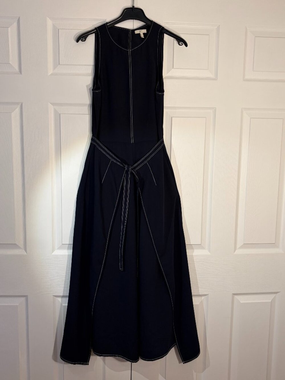 Joie Mairead Navy Contrast Stitch Wide Leg Jumpsuit Size 6